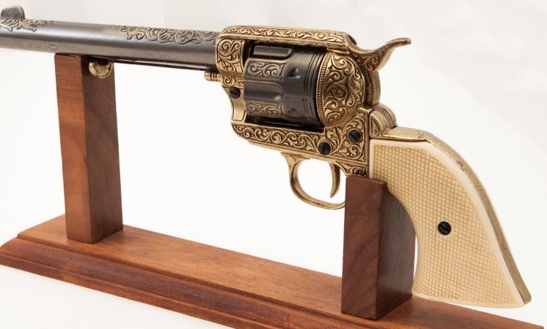 Denix Gold Engraved Non-Firing Revolver With Faux Ivory Grips - TCN VAULT