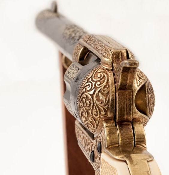 Denix Gold Engraved Non-Firing Revolver With Faux Ivory Grips - TCN VAULT