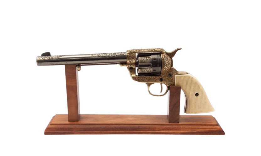 Denix Gold Engraved Non-Firing Revolver With Faux Ivory Grips - TCN VAULT