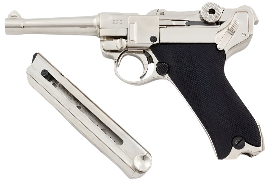 Denix WWII German Luger P-08 Non-Firing Prop Gun in Nickel Finish