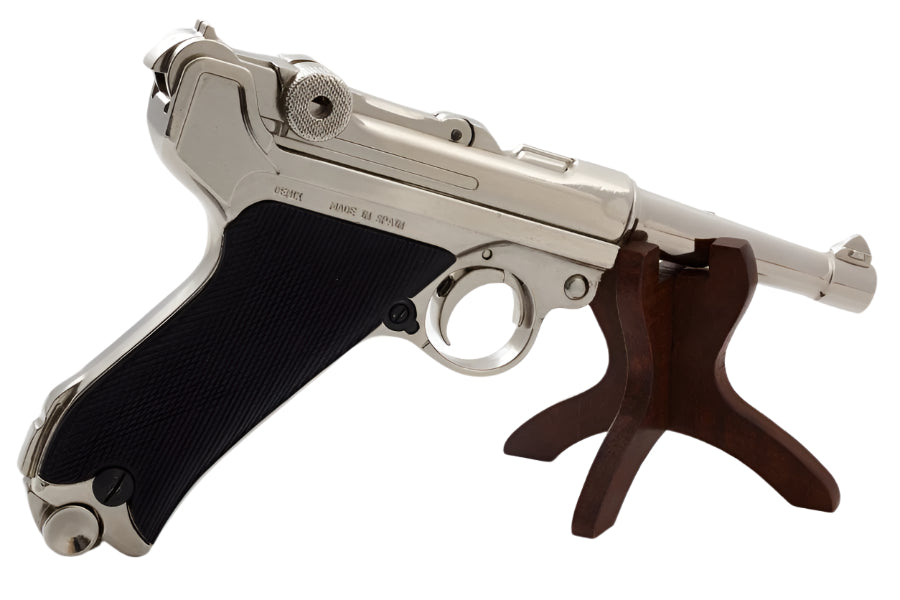 Denix WWII German Luger P-08 Non-Firing Prop Gun in Nickel Finish