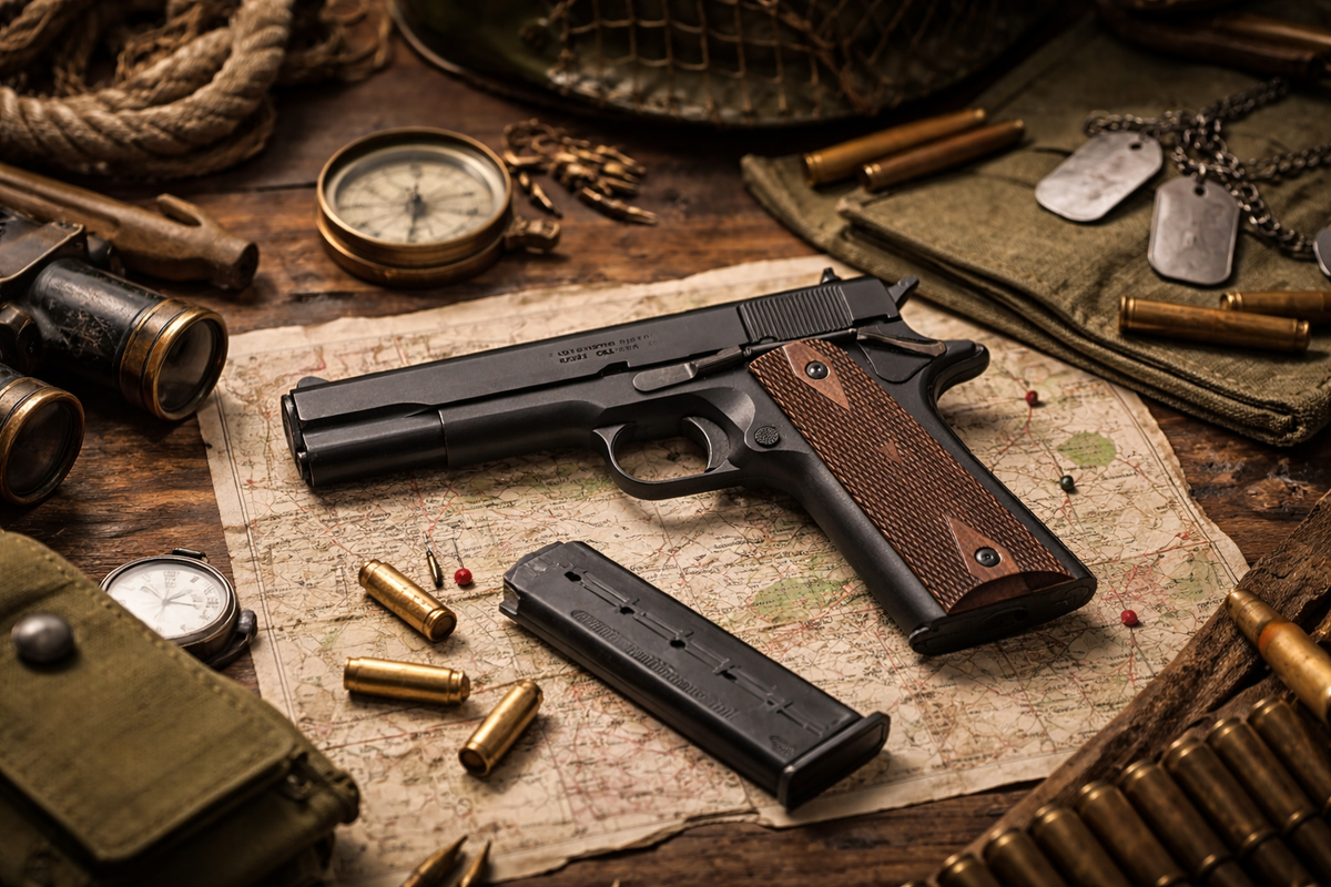 non-firing replica of the 1911 military version with checkered grips