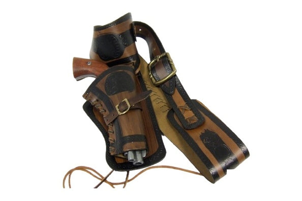 Single Gun Old West Leather Holster With Replica Bullets