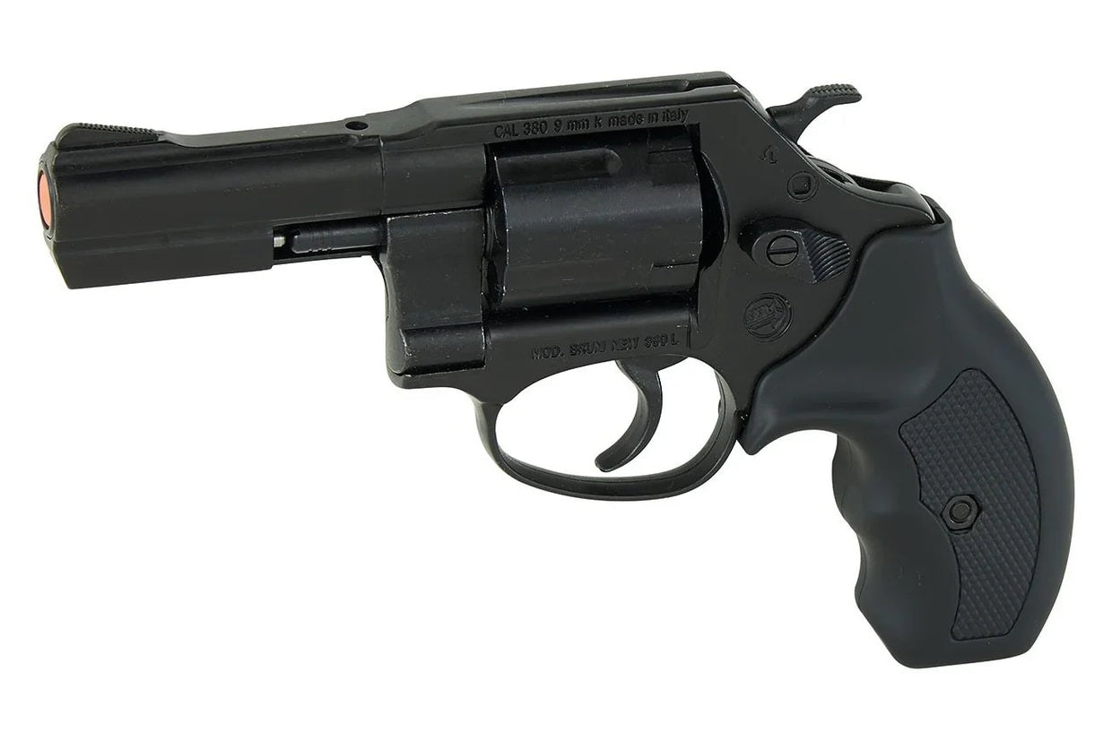 Bruni 380 3 inch Barrel Blank Firing Revolver in Black Finish