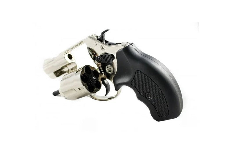 Bruni 380 Special Blank Firing Revolver in Nickel Finish