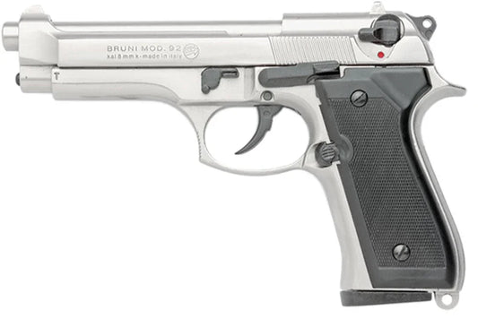 Bruni 92 Semi Automatic Top Firing Blank Gun In Nickel Finish
