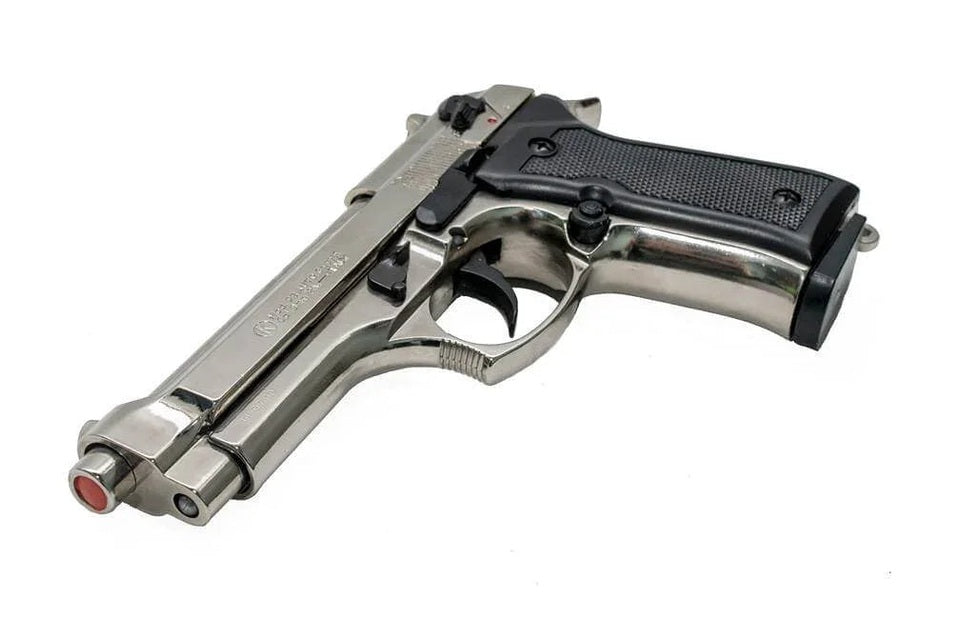 Bruni 92 Semi Automatic Top Firing Blank Gun In Nickel Finish