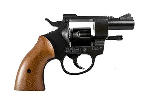 Bruni Detective Blank Firing Revolver In Black With Wood Grips