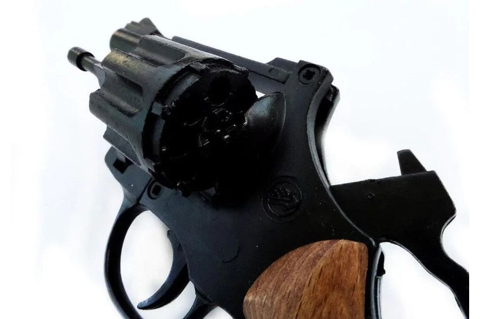 Bruni Detective Blank Firing Revolver In Black With Wood Grips