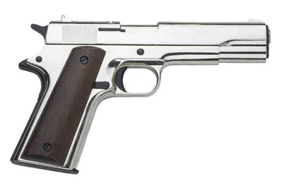 Bruni M1911 Automatic 8mm Top Firing Blank Gun in Nickel