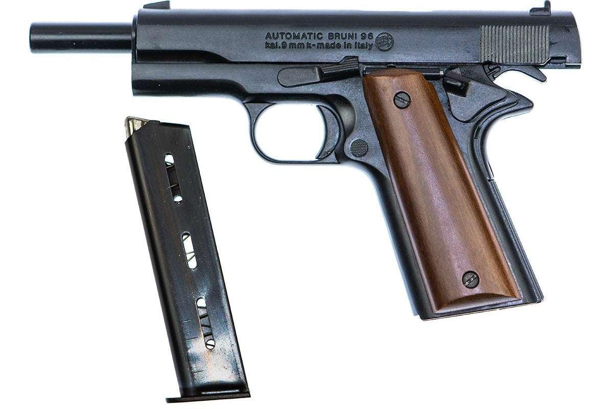 Bruni M1911 Automatic Top Firing Blank Gun in Black