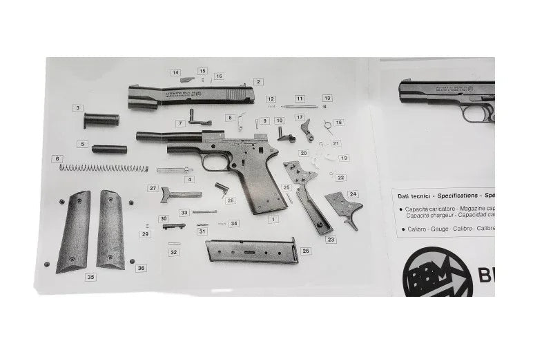 Bruni M1911 Automatic Top Firing Blank Gun in Black