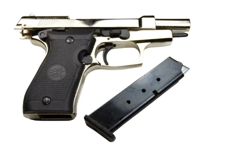 Bruni M84 Semi Auto Top Firing Blank Gun in Nickel