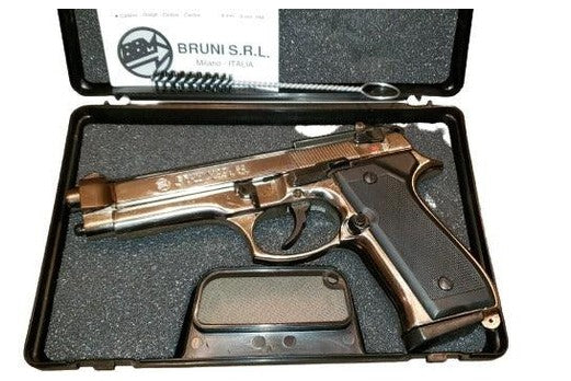 Bruni 92 Semi Automatic Top Firing Blank Gun In Nickel Finish