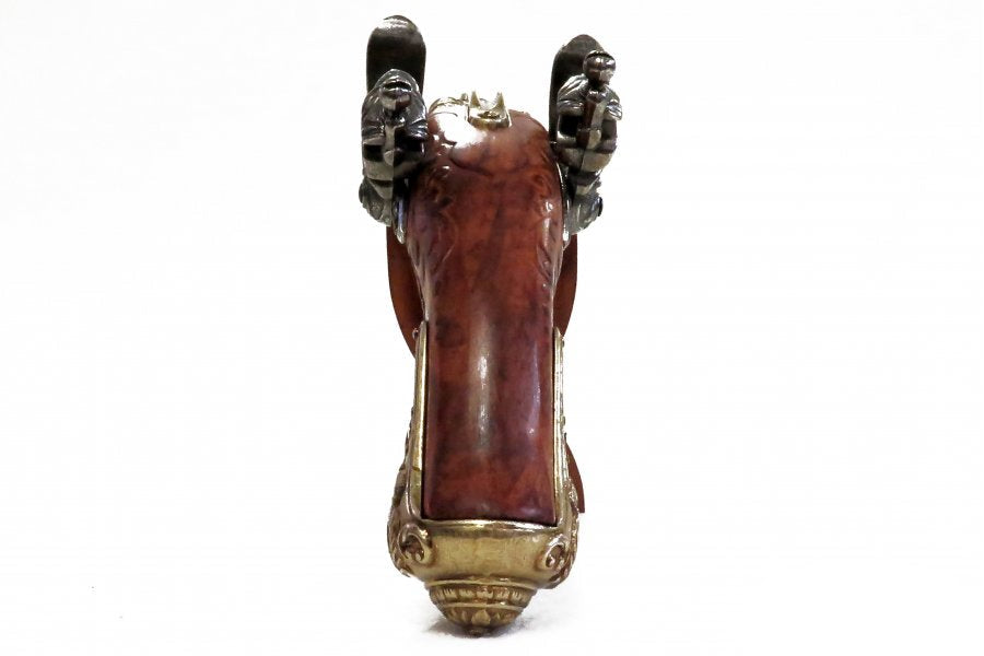 Colonial flintlock pistol replica with antique metal finish