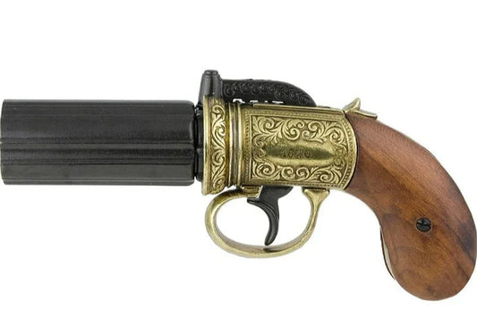 Denix 1840 6 Barrel Pepper-Box Non-Firing Revolver