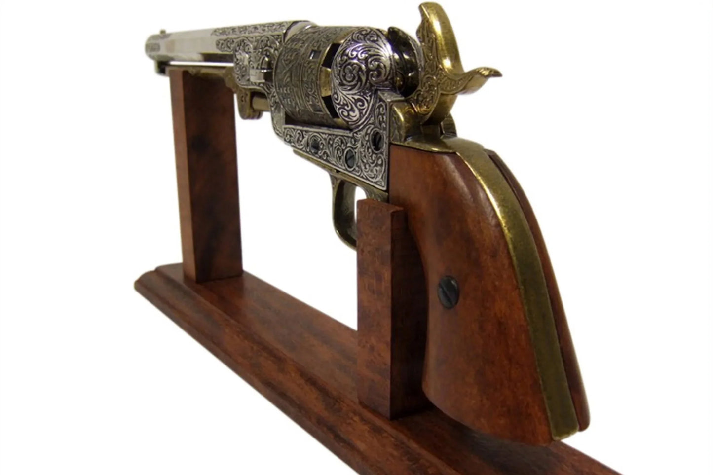 Denix 1851 Engraved Navy Non-Firing Revolver, Gold and Nickel Finish