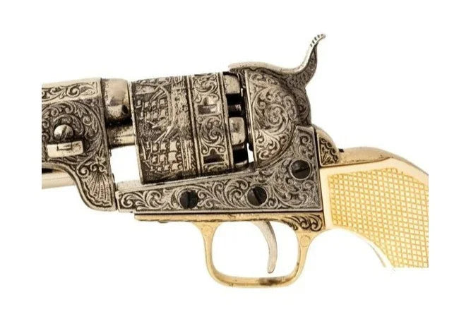 Denix 1851 Engraved Navy Non-Firing Revolver in Silver
