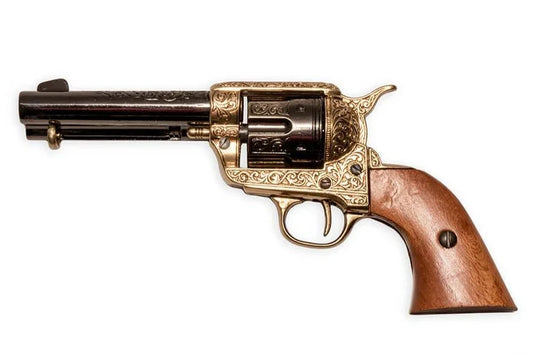 Denix 1873 Peacemaker Non-Firing Revolver with Gold Engravings