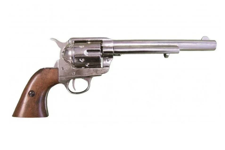 Denix SAA 1873 Peacemaker Non-Firing Revolver in Nickel