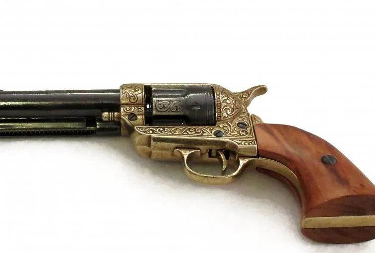 Denix 1873 Peacemaker Non-Firing Revolver with Gold Engravings