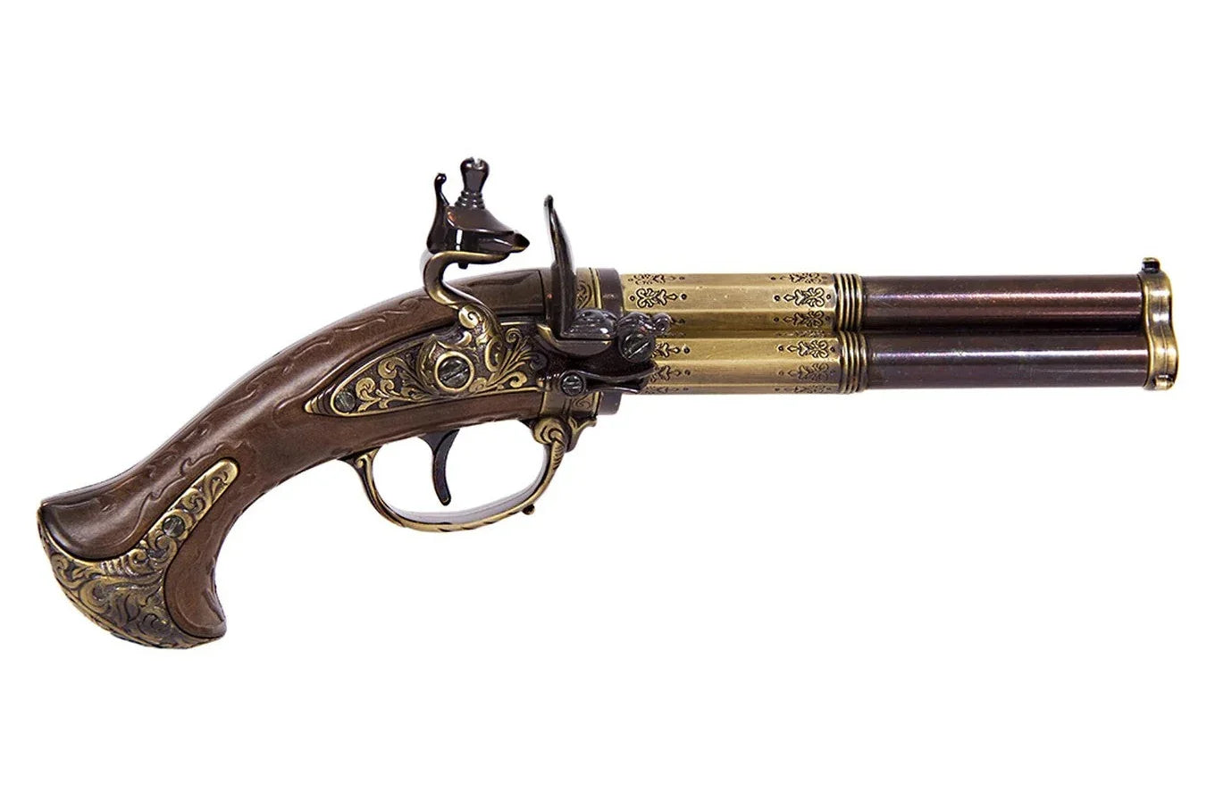 Denix 18th Century 3 Barrel Brass Non-Firing Flintlock Prop