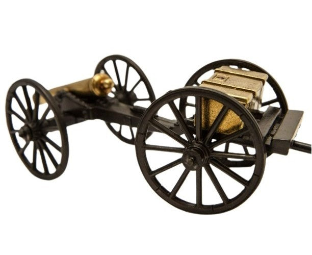 model of a civil war cannon with ammo box attachment