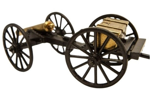 model of a civil war cannon with ammo box attachment