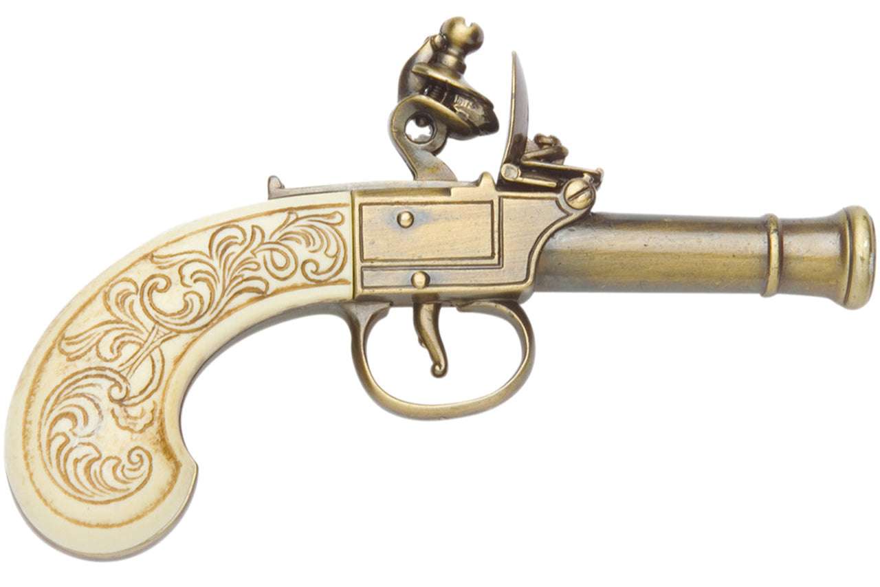 Denix Colonial Gold Finish Ladies Muff Non-Firing Flintlock Pistol