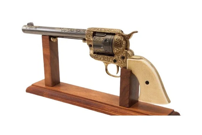 Denix Gold Engraved Non-Firing Revolver With Faux Ivory Grips