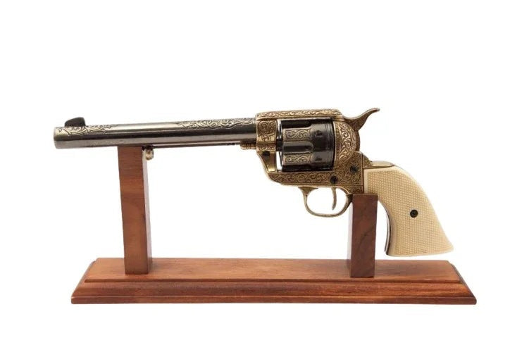 Denix Gold Engraved Non-Firing Revolver With Faux Ivory Grips