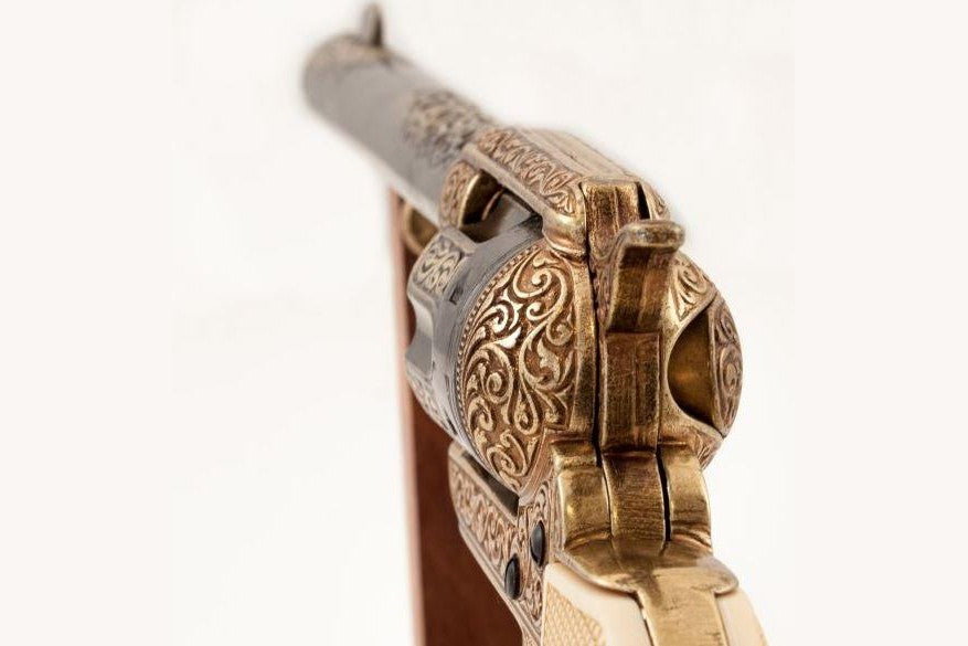 Denix Gold Engraved Non-Firing Revolver With Faux Ivory Grips