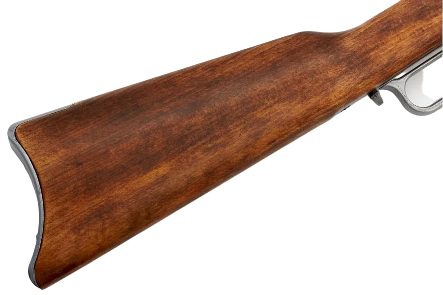 Wooden rifle stock on a white background for Denix repeating rifle replica