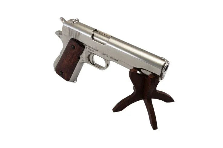 Denix M1911 – Non-Firing Nickel-Finished Replica with Classic Wood Grips