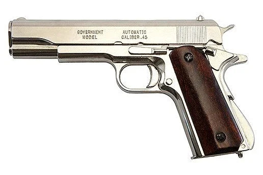 Denix M1911 – Non-Firing Nickel-Finished Replica with Classic Wood Grips