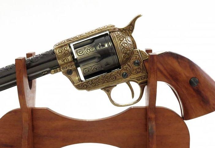 Denix 1873 Peacemaker Non-Firing Revolver with Gold Engravings
