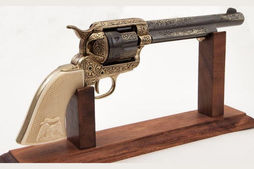 Denix Gold Engraved Non-Firing Revolver With Faux Ivory Grips