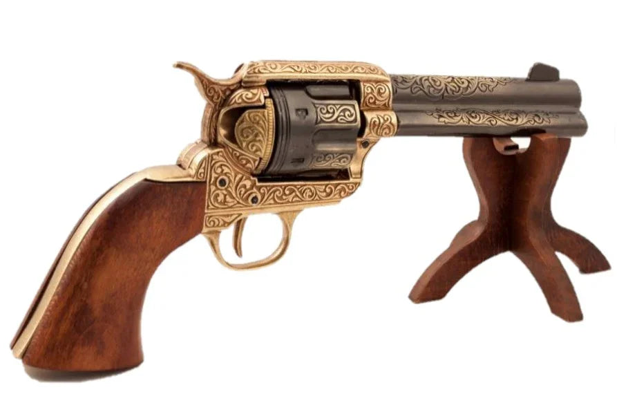 Denix 1873 Peacemaker Non-Firing Revolver with Gold Engravings