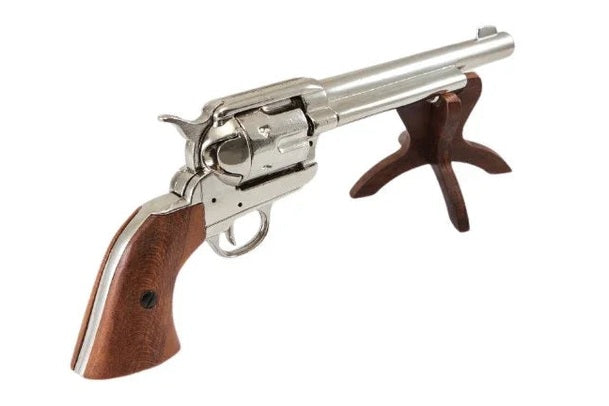 Denix Old West Cavalry M1873 Nickel Finish Non-Firing Single Action Revolver Box Set