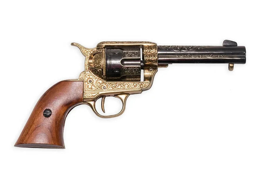 Denix 1873 Peacemaker Non-Firing Revolver with Gold Engravings