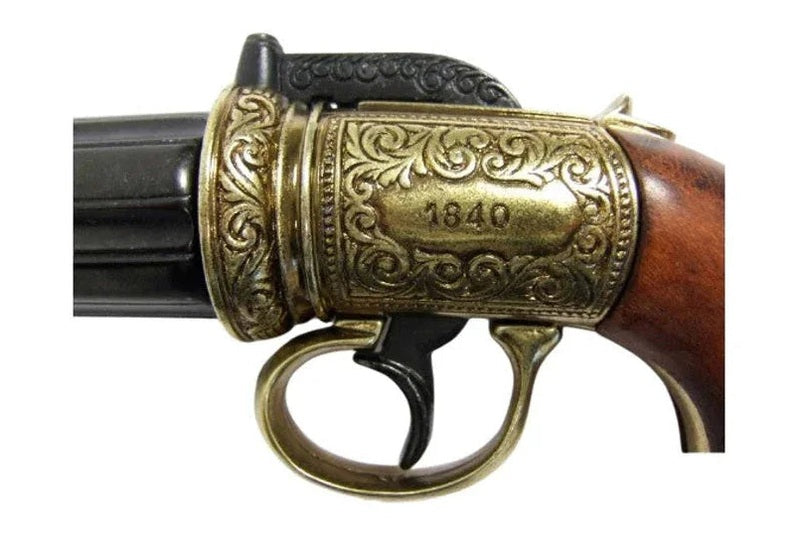 Denix 1840 6 Barrel Pepper-Box Non-Firing Revolver