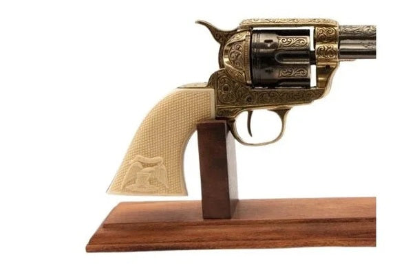 Denix Gold Engraved Non-Firing Revolver With Faux Ivory Grips