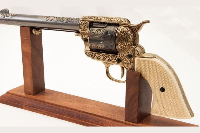Denix Gold Engraved Non-Firing Revolver With Faux Ivory Grips