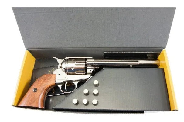 Denix Old West Cavalry M1873 Nickel Finish Non-Firing Single Action Revolver Box Set