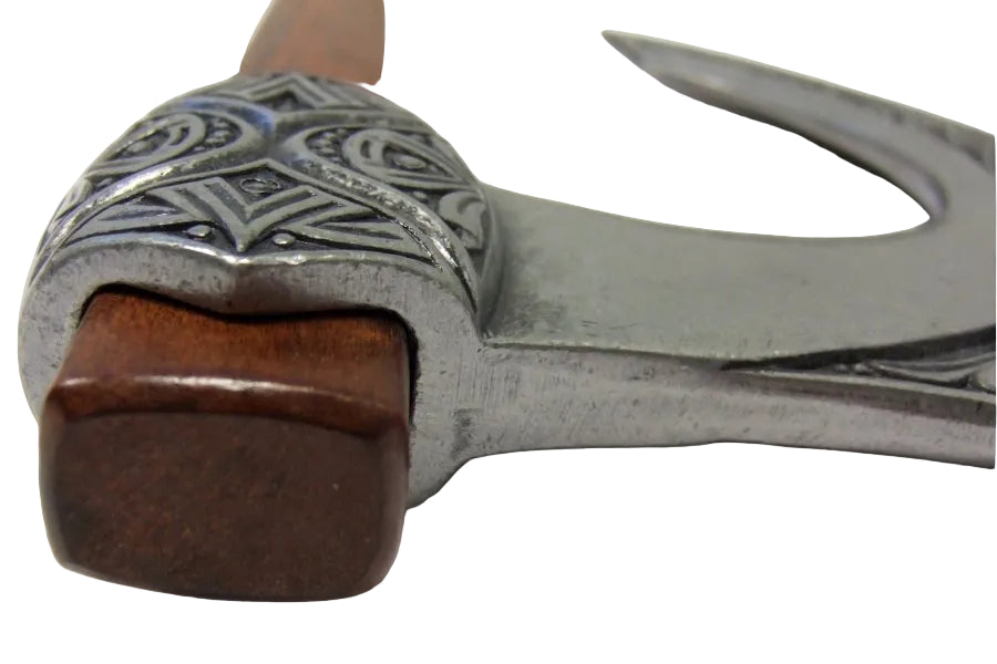 Denix Viking battle axe replica closeup of false edged blade
