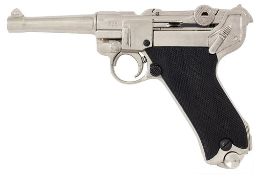 Denix WWII German Luger P-08 Non-Firing Prop Gun in Nickel Finish