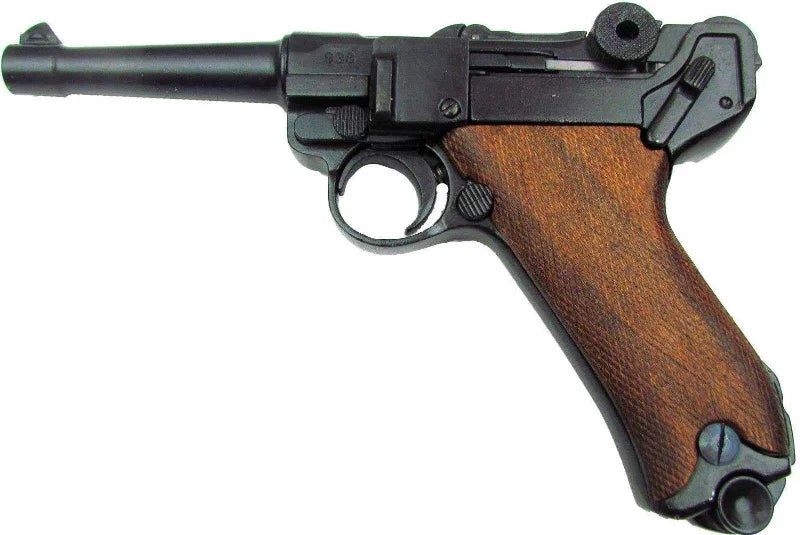 Denix WWII German Luger P-08 Non-Firing Prop Gun, Wood Grips