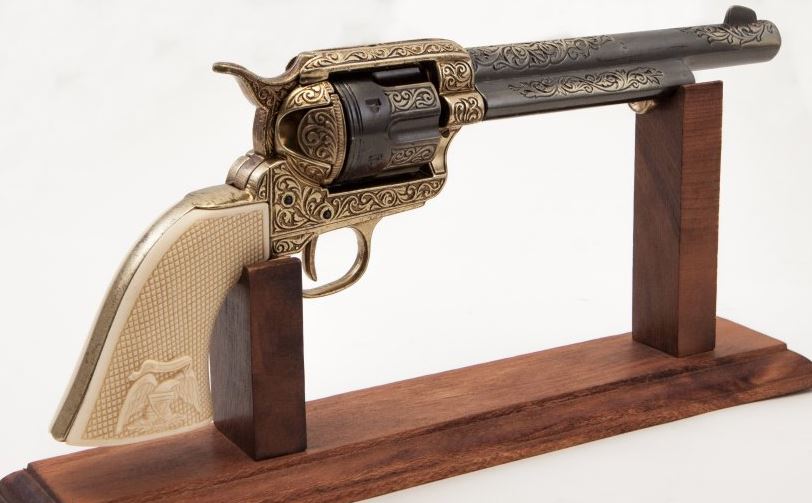 Denix Gold Engraved Non-Firing Revolver With Faux Ivory Grips - TCN VAULT