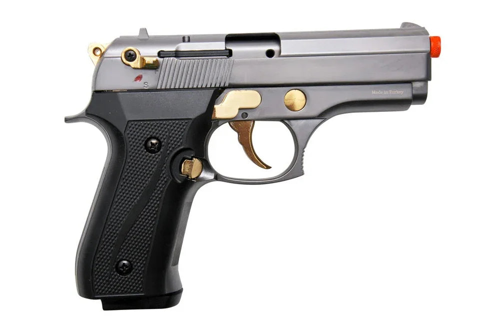 EKOL Dicle 9mm Semi-Auto Blank Gun in Fume and Gold Accents