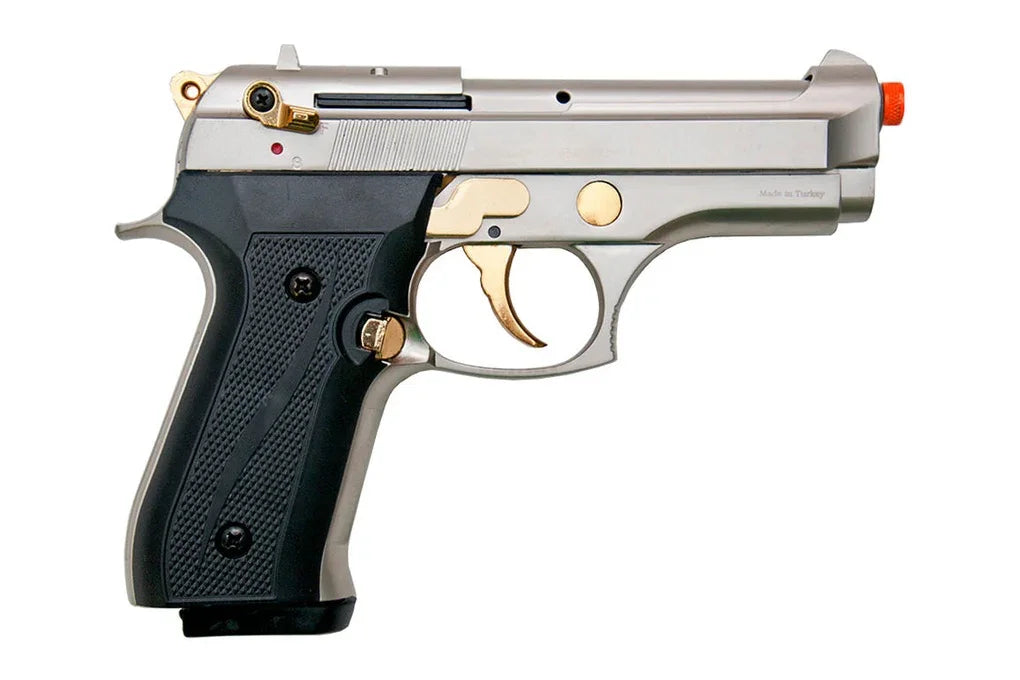 EKOL Firat Compact Semi-Auto Blank Gun, Satin and Gold Fittings